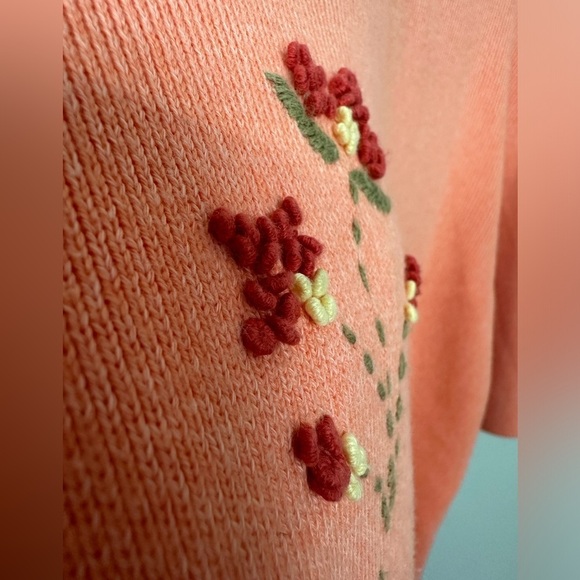 Christopher & Banks Hand Embroidered Short Sleeve Sweater Top Sz XL - Picture 5 of 12